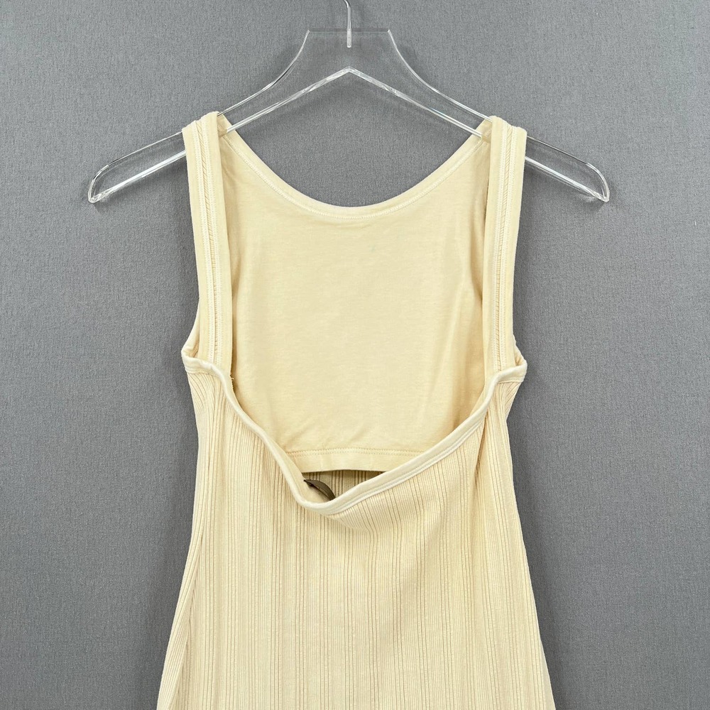 ENZA COSTA Dress Womens Small Cream Rib Scoop Back Midi Dress Stretch Low Back - Picture 5 of 16